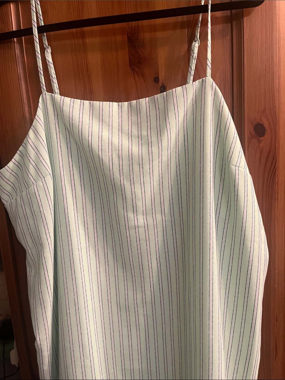 Old Navy Mint Striped Spaghetti Strap Midi Dress